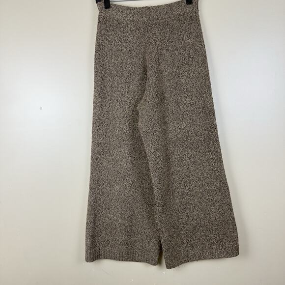 Zara Women’s Pants S Wide-Leg Brown Mixed Thick Knit Elastic Waist - Picture 5 of 14